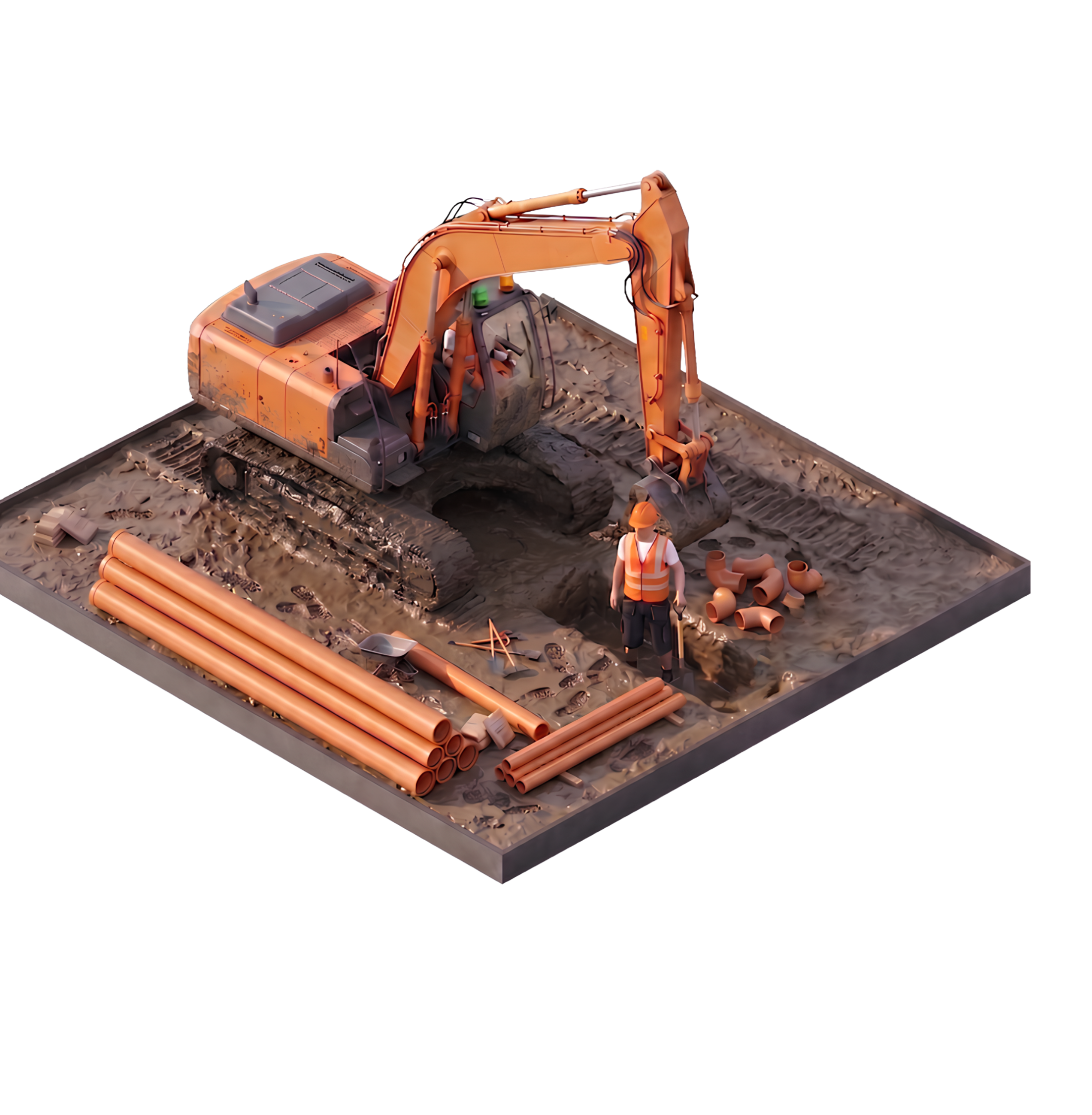 Excavator at work on site